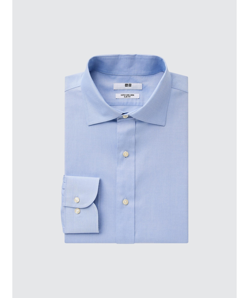 スーパーノンアイロンスリムフィットシャツ（セミワイドカラー・長袖・ポケットなし）22年春秋モデル