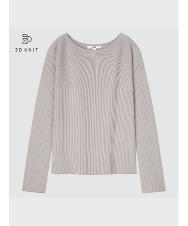 3Dリブボートネックセーター（長袖）