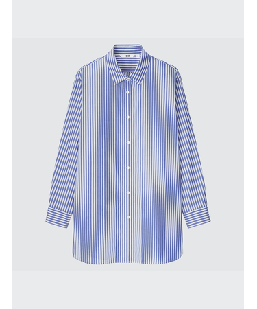 コットンストライプロングシャツ（長袖）