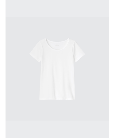 エアリズムコットンブレンドUネックT(半袖)