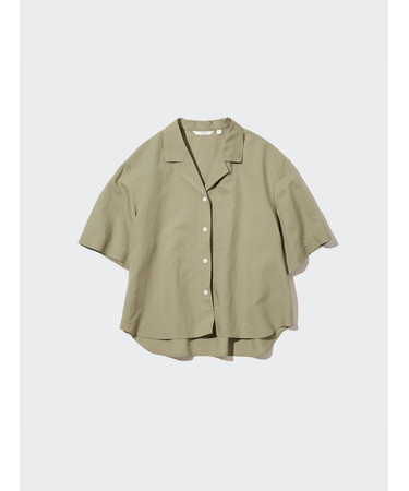 リネンブレンドオープンカラーシャツ（半袖）
