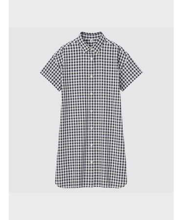 GIRLS ギンガムチェックシャツワンピース(半袖)