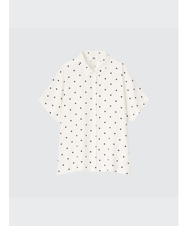 レーヨンプリントブラウス(ドット・半袖)