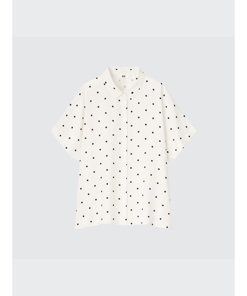 レーヨンプリントブラウス(ドット・半袖)