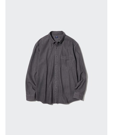デニムシャツ（ボタンダウンカラー・長袖）
