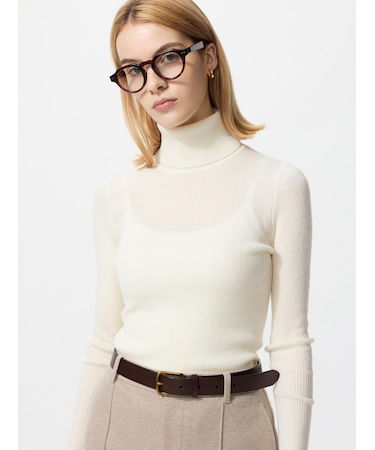 メリノリブタートルネックセーター