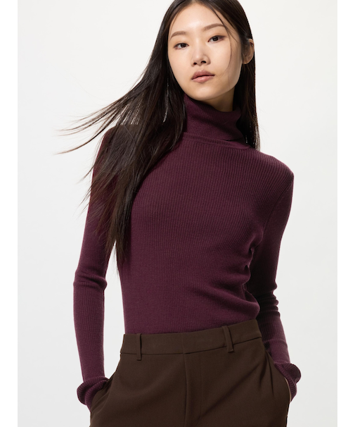 メリノリブタートルネックセーター