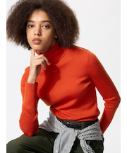 メリノリブタートルネックセーター