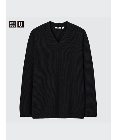プレミアムラムリブVネックセーター（長袖）