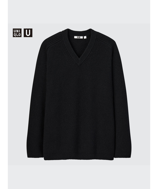 プレミアムラムリブVネックセーター（長袖）