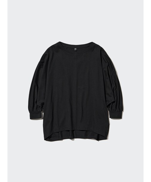 スムースコットンボリュームスリーブTシャツ（7分袖）