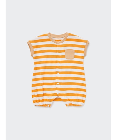 フライスショートオール（ボーダー・半袖・前開き）