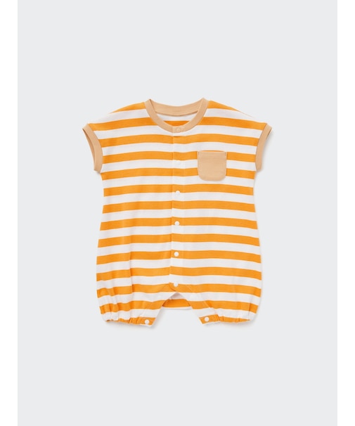 フライスショートオール（ボーダー・半袖・前開き）