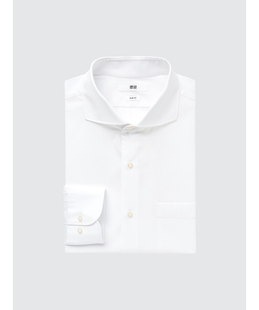 ファインクロスストレッチスリムフィットブロードシャツ(カッタウェイカラー・長袖)