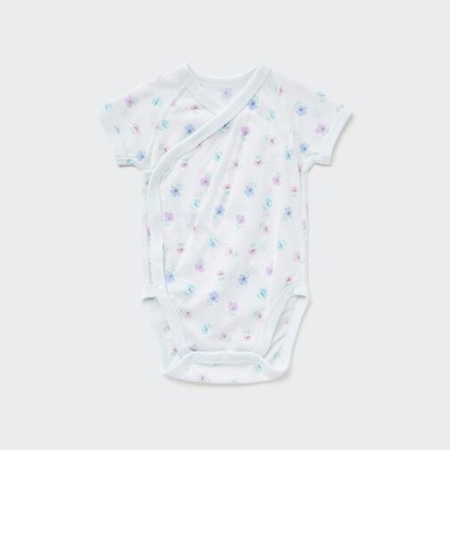 Joy of Print コットンメッシュボディスーツ（半袖・前開き）