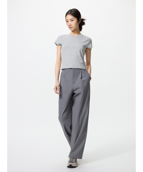 ユニクロ　タックワイドパンツ　丈長め ユニクロ タックワイドパンツ丈長め 黒 XL - メルカリ