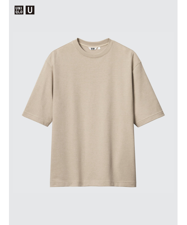 エアリズムコットンオーバーサイズT/ボーダー/5分袖