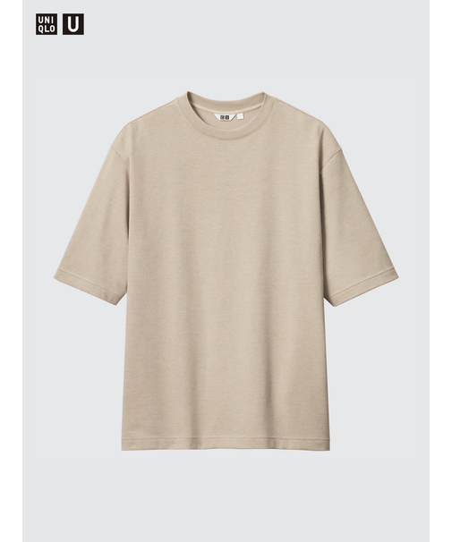 エアリズムコットンオーバーサイズT/ボーダー/5分袖