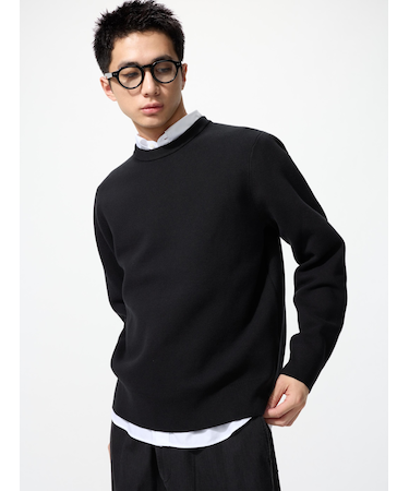 ウォッシャブルミラノリブクルーネックセーター