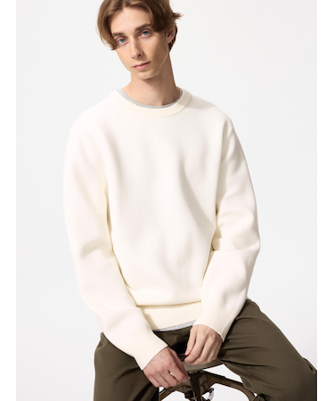 ウォッシャブルミラノリブクルーネックセーター