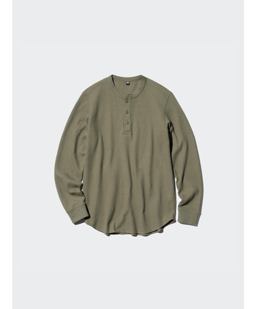 ワッフルヘンリーネックTシャツ