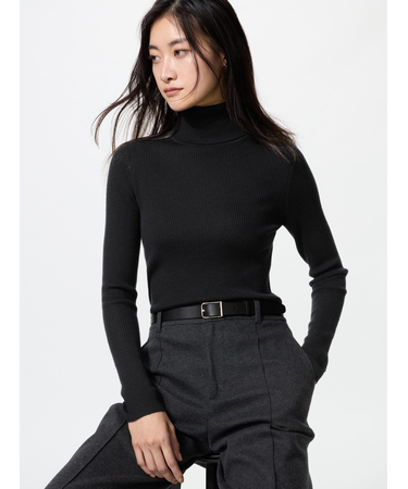 メリノリブタートルネックセーター