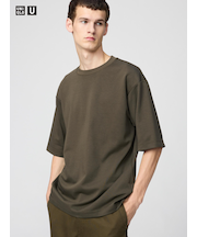 エアリズムコットンオーバーサイズTシャツ/5分袖