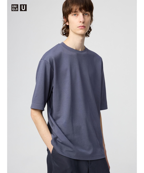 エアリズムコットンオーバーサイズTシャツ/5分袖