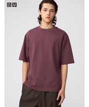 エアリズムコットンオーバーサイズTシャツ/5分袖