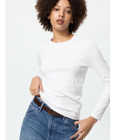 ソフトリブクルーネックT/長袖