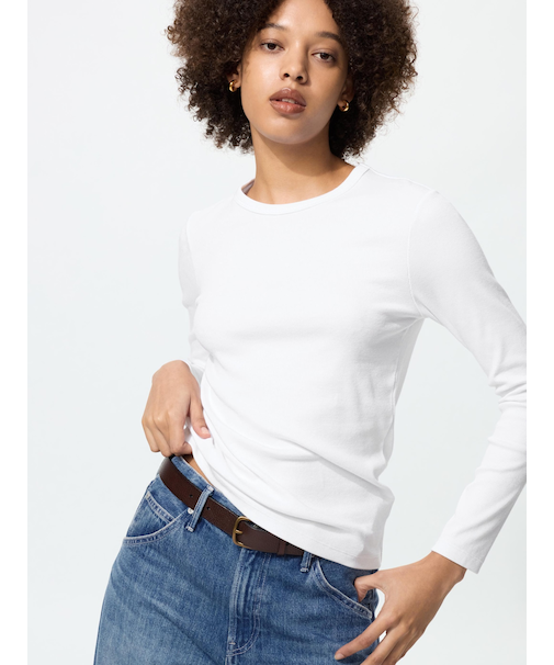 ソフトリブクルーネックT/長袖