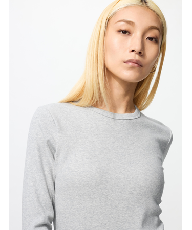 ソフトリブクルーネックT/長袖