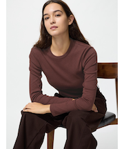 ソフトリブクルーネックT/長袖