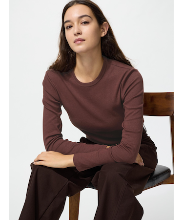 ソフトリブクルーネックT/長袖