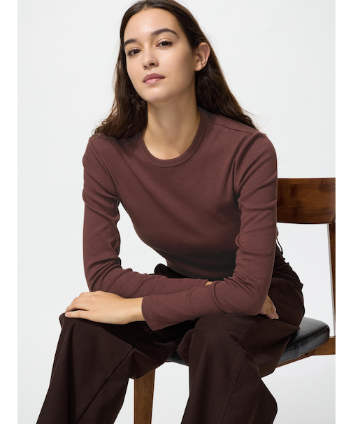 ソフトリブクルーネックT/長袖