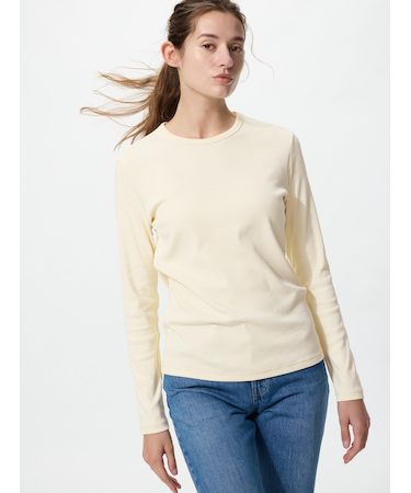 ソフトリブクルーネックT/長袖