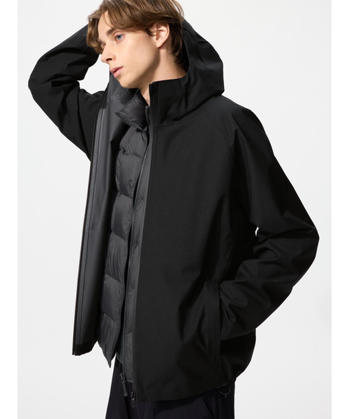 ユニクロ公式 ユニクロ ブロックテックパーカ ブラック XLサイズ