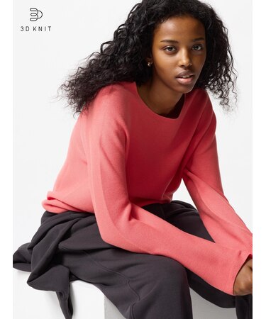 3Dコットンクルーネックセーター