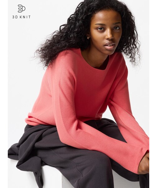 3Dコットンクルーネックセーター