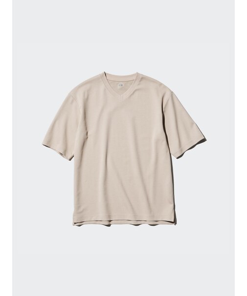 エアリズムコットンリラックスVネックTシャツ/5分袖