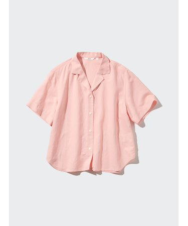 リネンブレンドオープンカラーシャツ