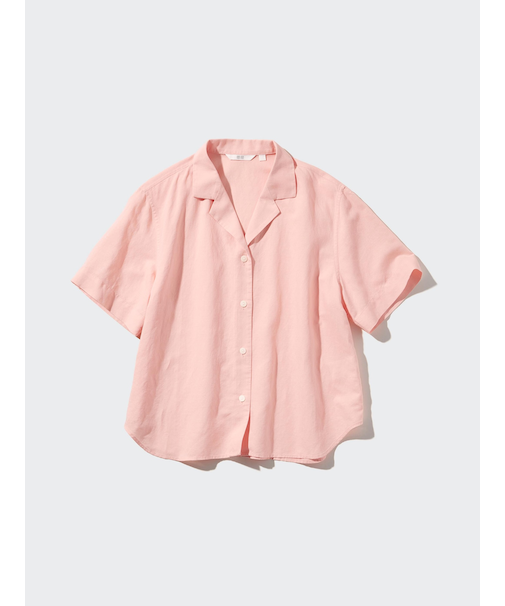 リネンブレンドオープンカラーシャツ