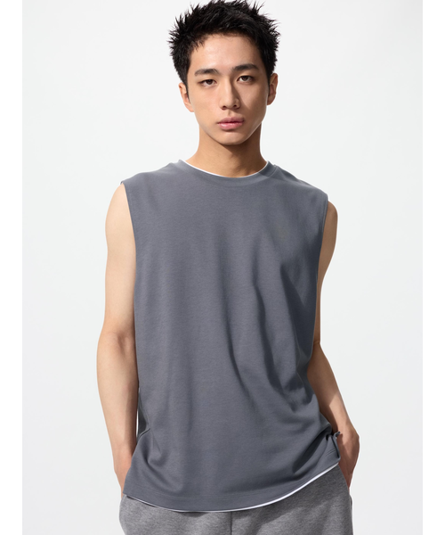 エアリズムコットンノースリーブTシャツ｜ユニクロの通販｜&mall