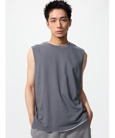 エアリズムコットンノースリーブTシャツ