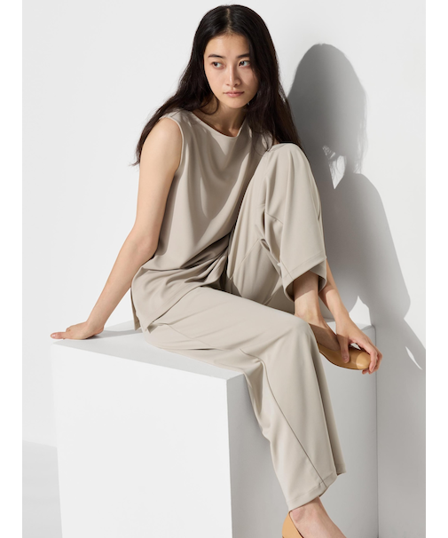 クレープジャージーストレートパンツ/丈長め