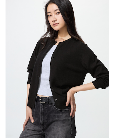 メリノクルーネックカーディガン