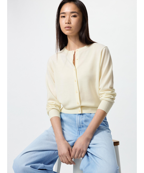 メリノクルーネックカーディガン