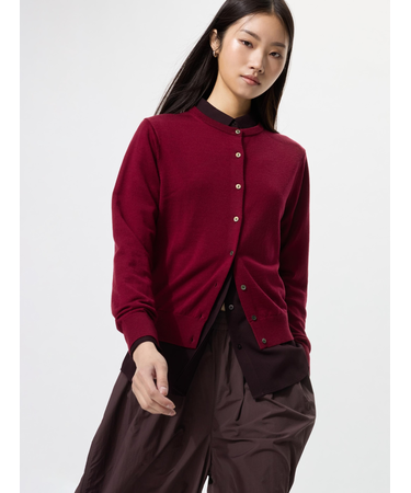 メリノクルーネックカーディガン