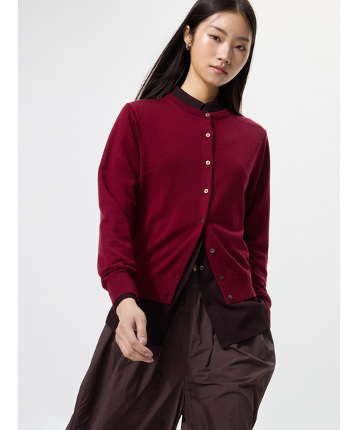 メリノクルーネックカーディガン