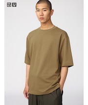 エアリズムコットンオーバーサイズTシャツ/5分袖